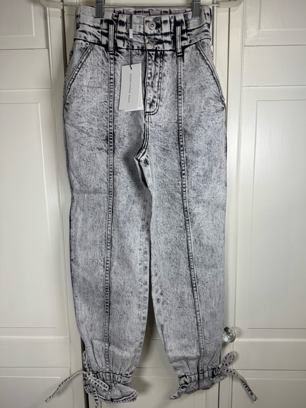 Something Navy Gray Acid Wash Denim Jogger Pants – Size 0 NWT